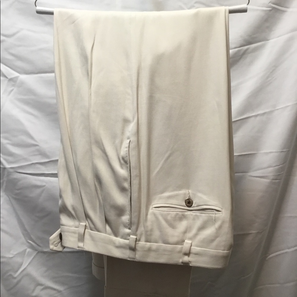 EUC Jos A Bank ivory silk slacks sz 34 waist